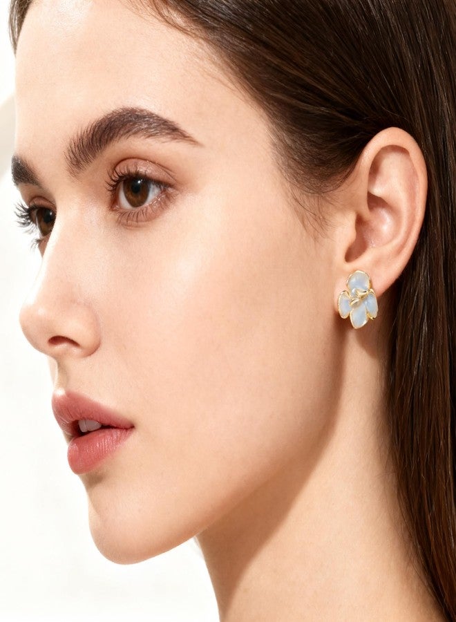 HOSICRON 14k Gold Flower Earrings For Women 925 Sterling Silver Earrings Unique Statement Earrings Trendy Jewelry Gift (gold) - Image 3